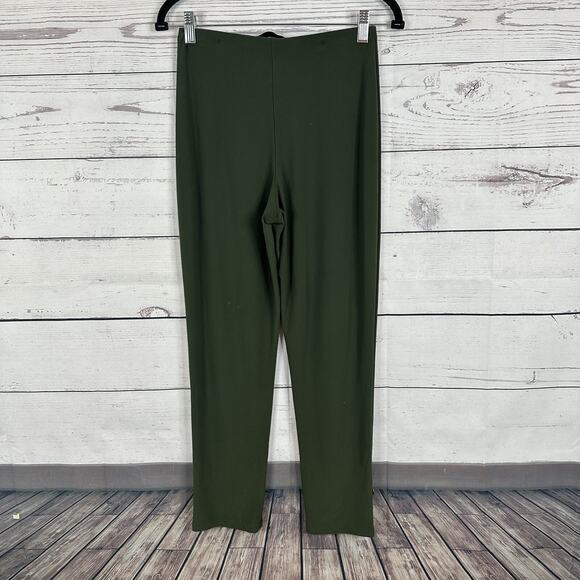 Sympli Pants Womens 4 Green Cropped Pull On Buttons Elastic Waist - Picture 4 of 14